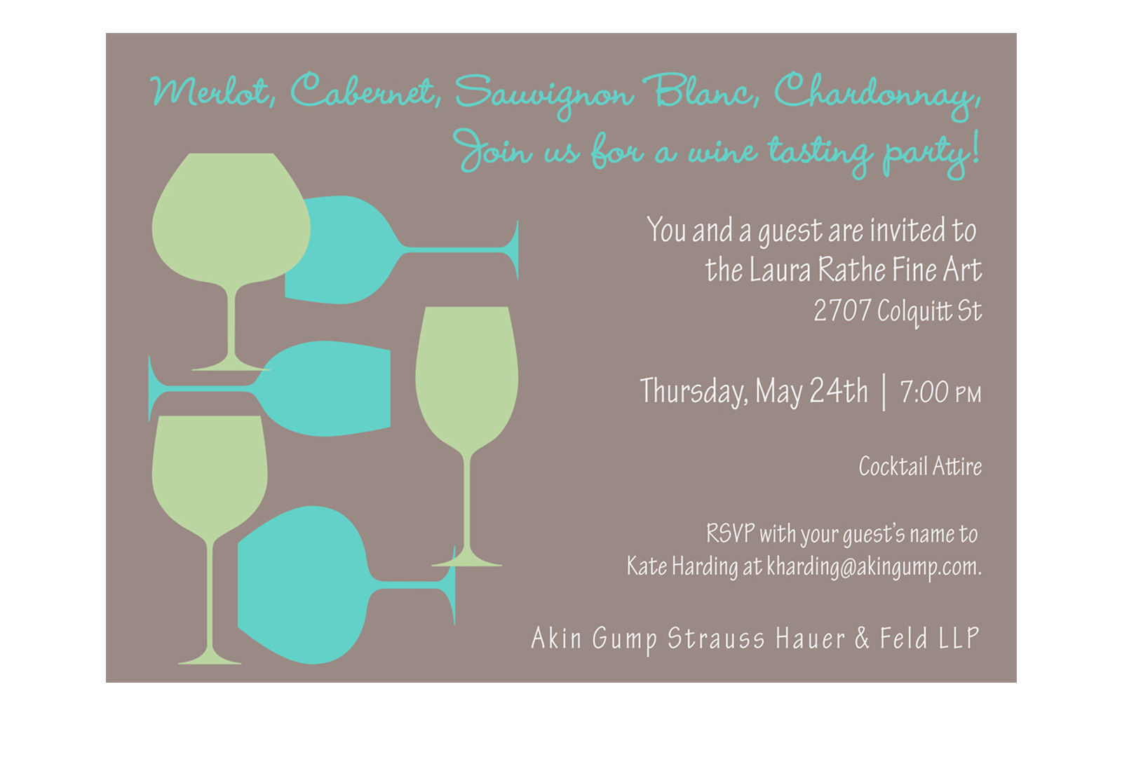 Evite Sample — Akin Gump Wine Tasting Party Invitation