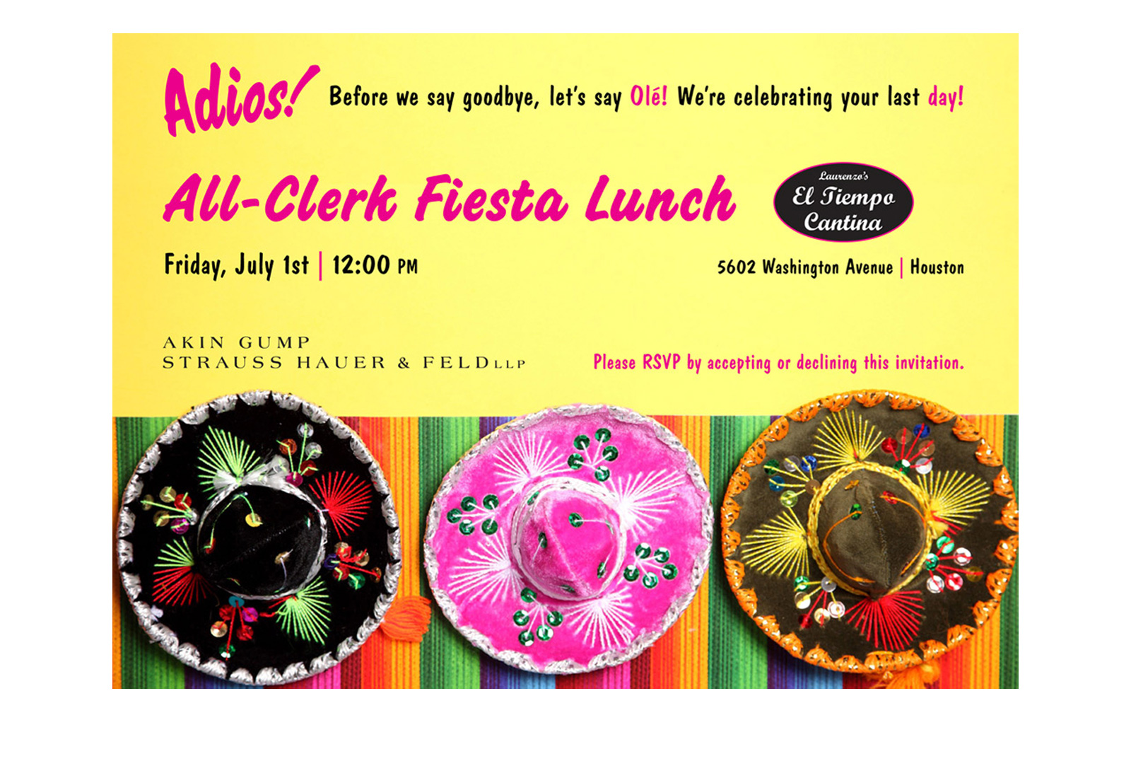 Evite Sample — Akin Gump Lunch Invitation
